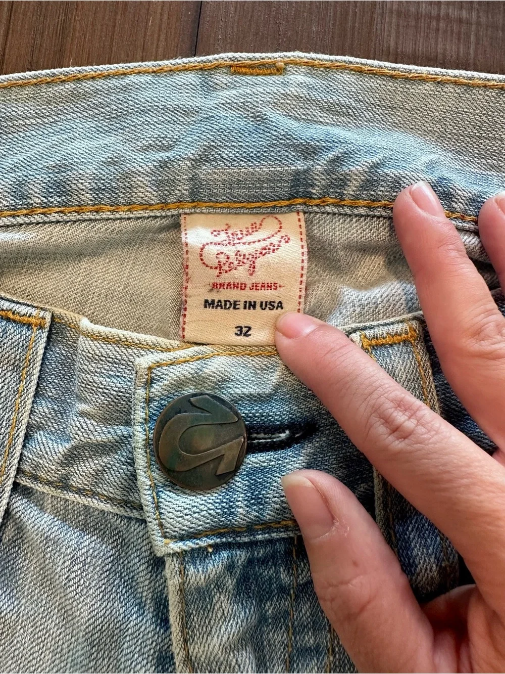 True Religion Vintage Flare Jeans Brown Horseshoe Made in USA